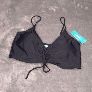 Sports Illustrated Swimwear Black Shirred Tie Midkini Top XL Adjustable Straps